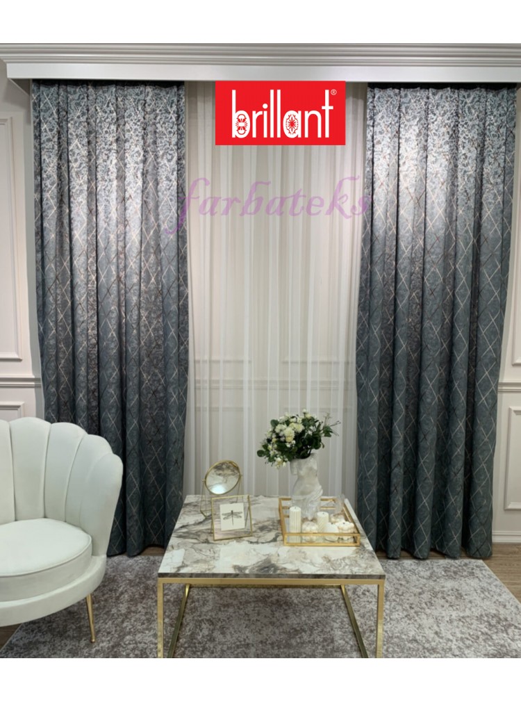 Brillant Loren Fon Perde Yan Perde Kanat Perde Pano Yeşil Renk Tasarım Liva  Seri